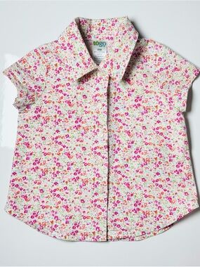 Togo Baby Floral Button Up Collared Blouse 9M Cottagecore Grandmacore